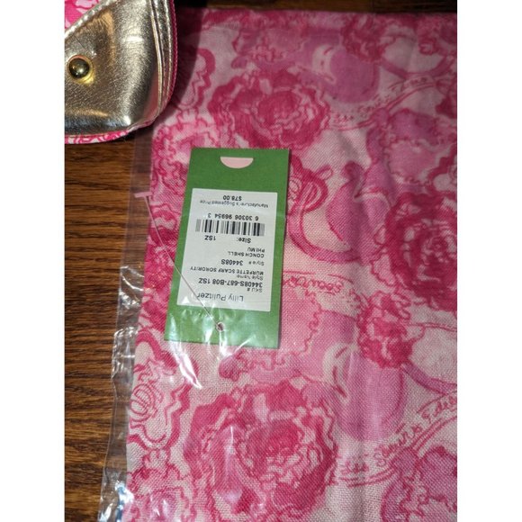 NWT Lilly Pulitzer Pink Phi Mu Patterned Bundle - Tote, Makeup Bag, Scarf - Picture 4 of 15